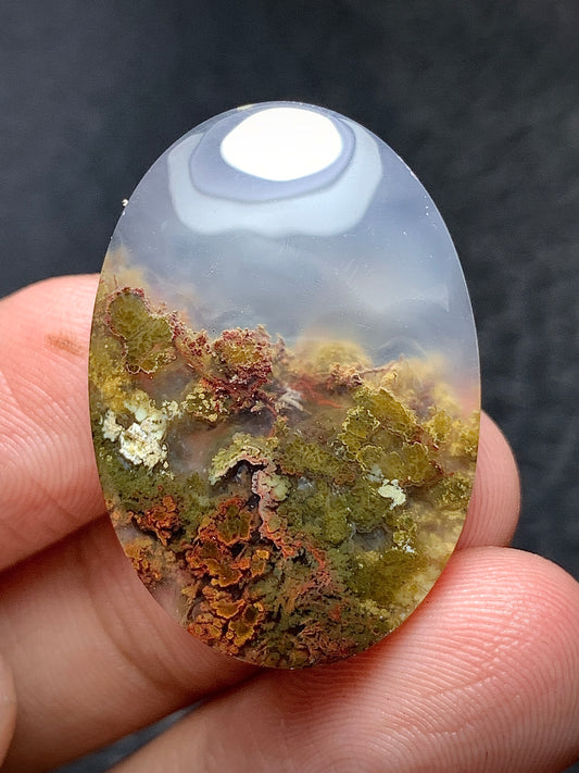 Scenic Moss Agate Oval Cabochon 29x20x5mm