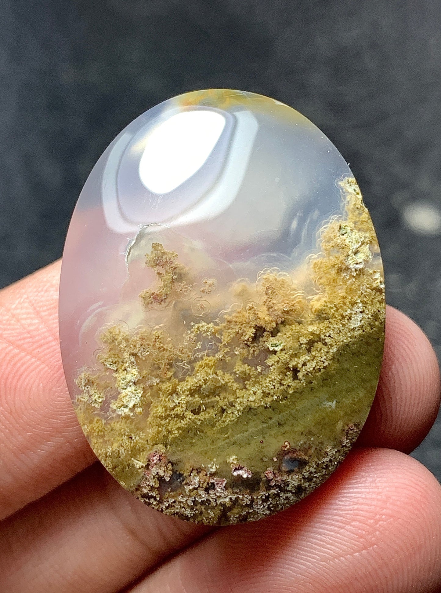 Scenic Moss Agate Oval Cabochon 30.5x23x7mm