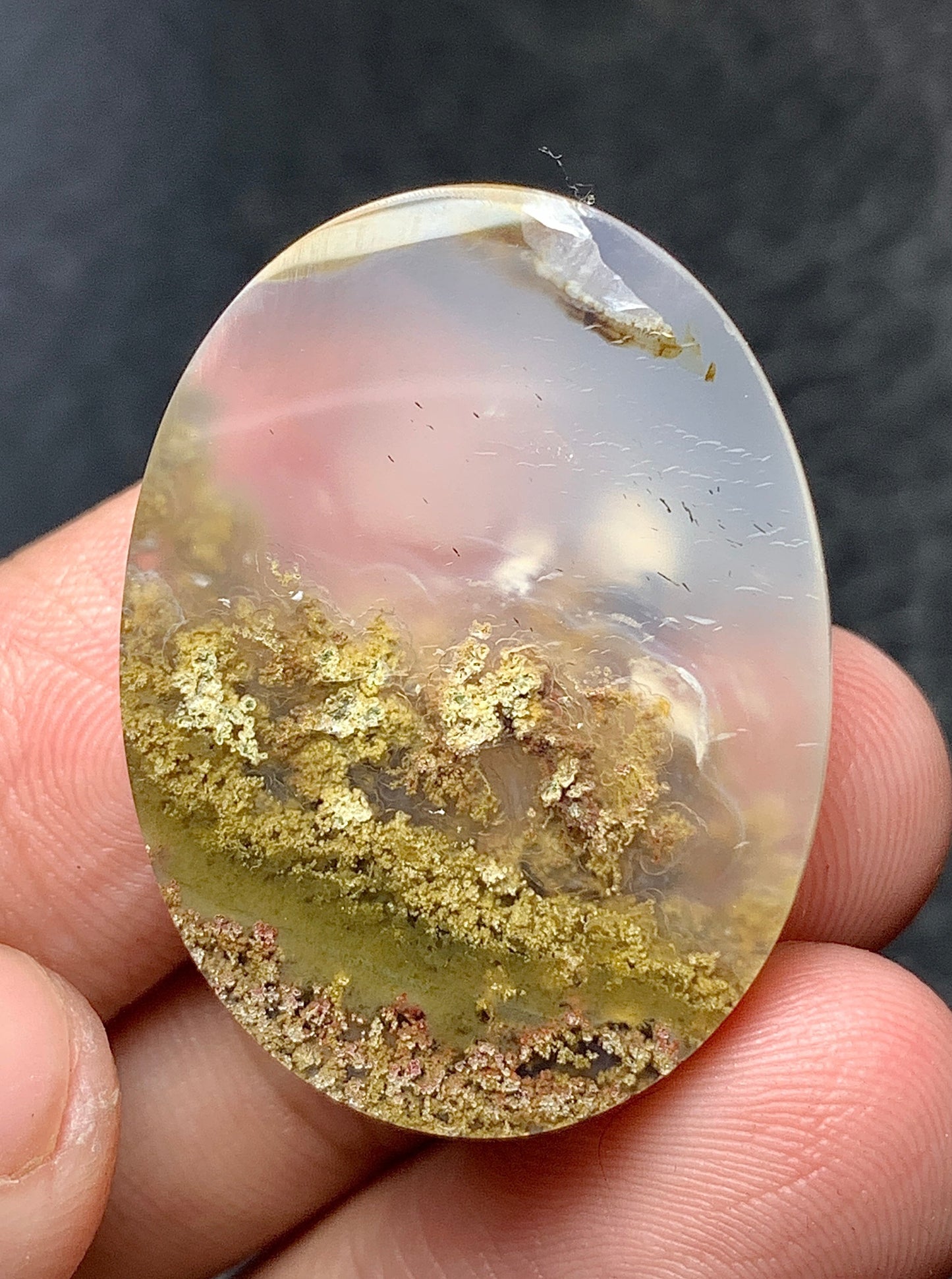 Scenic Moss Agate Oval Cabochon 30.5x23x7mm