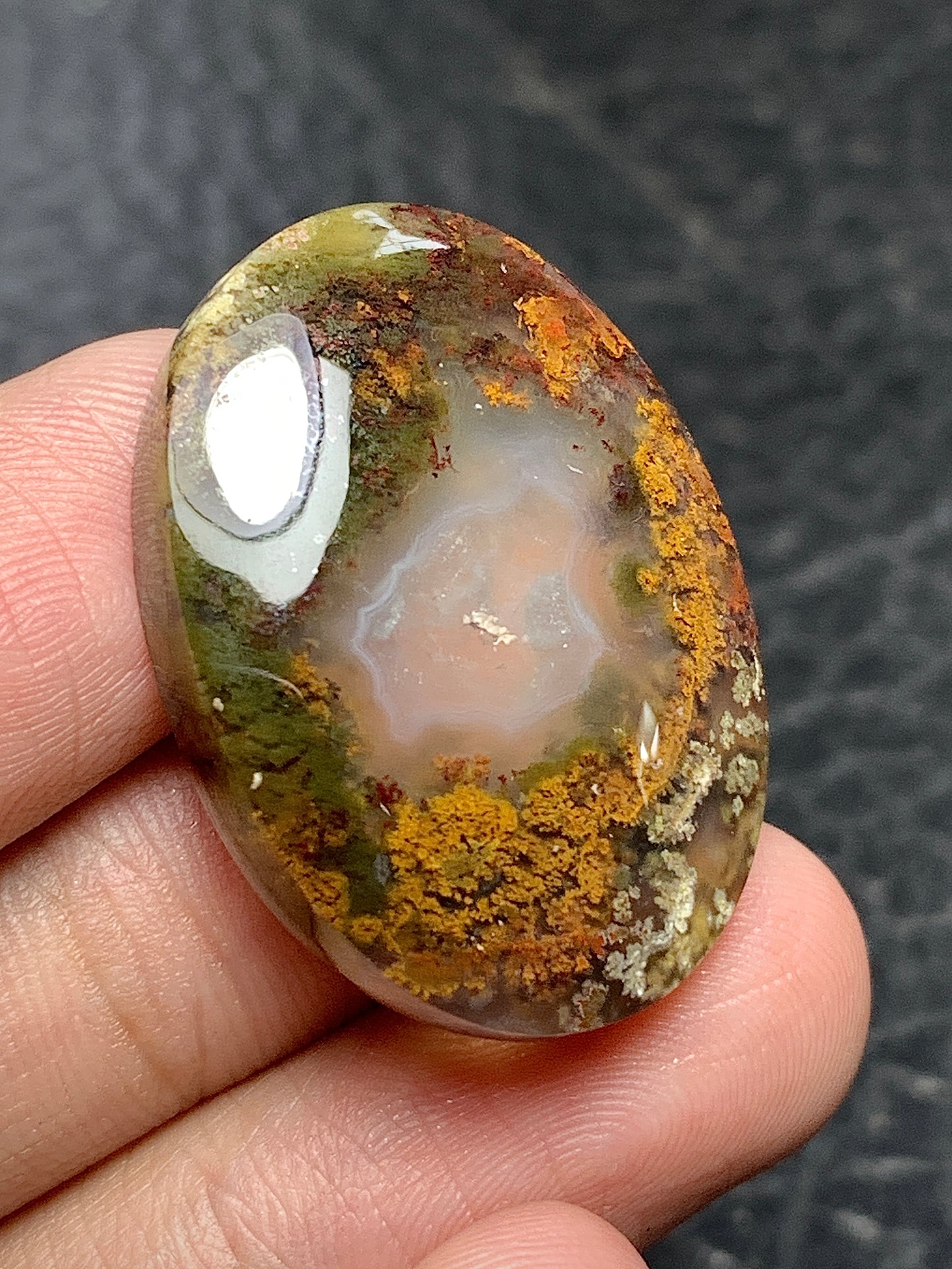 Scenic Moss Agate Oval Cabochon 30x22x7mm