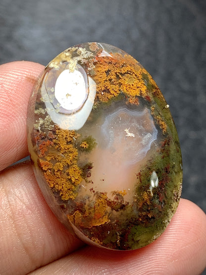 Scenic Moss Agate Oval Cabochon 30x22x7mm