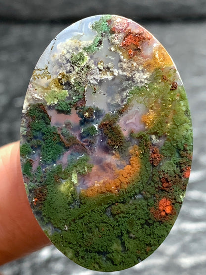 Scenic Moss Agate Oval Cabochon 31.5x20.5x5mm