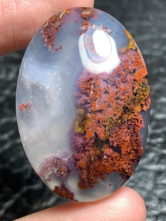 Scenic Moss Agate Oval Cabochon 32.5x22.5x6mm