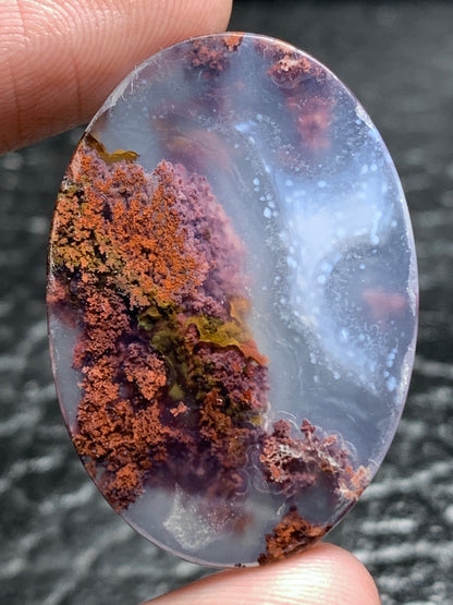 Scenic Moss Agate Oval Cabochon 32.5x22.5x6mm