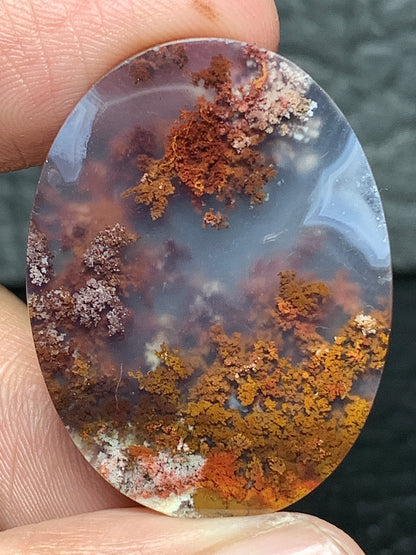 Scenic Moss Agate Oval Cabochon 32.5x24.5x7mm