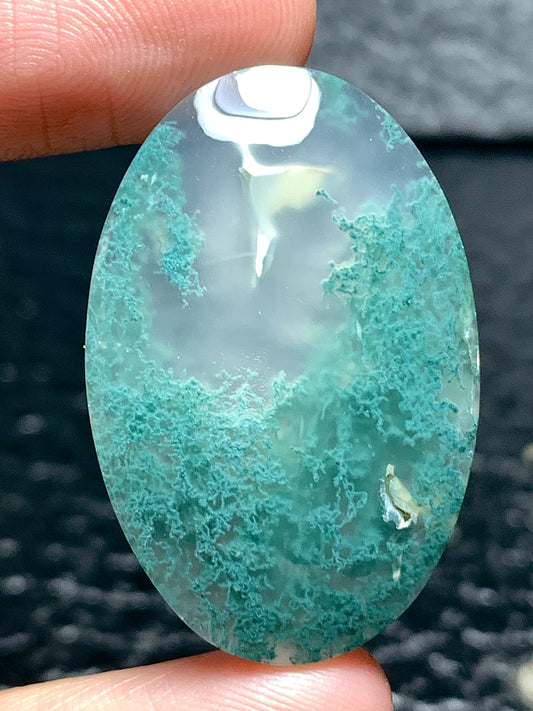 Scenic Moss Agate Oval Cabochon 32x21x6.5mm