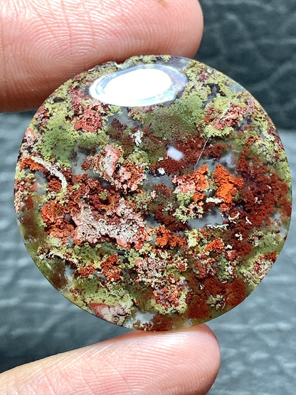 Scenic Moss Agate Round Cabochon 32x32x4mm