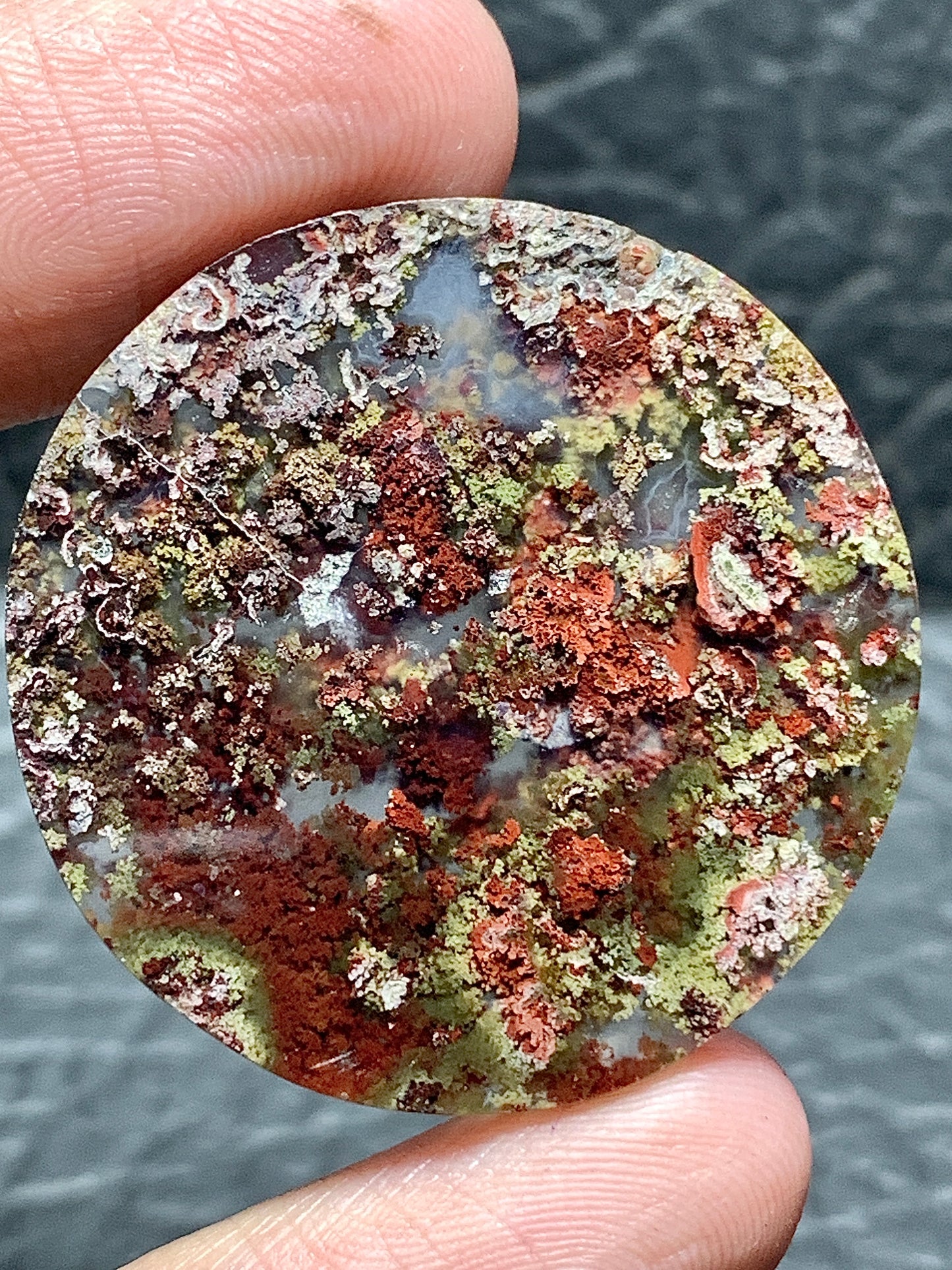 Scenic Moss Agate Round Cabochon 32x32x4mm