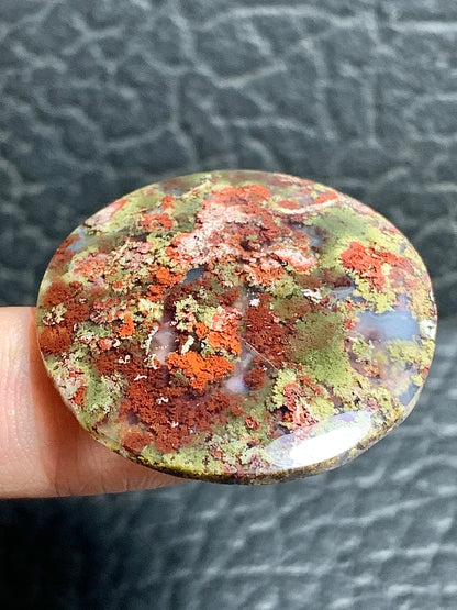 Scenic Moss Agate Round Cabochon 32x32x4mm