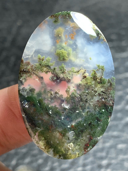 Scenic Moss Agate Oval Cabochon 33.5x23x5mm