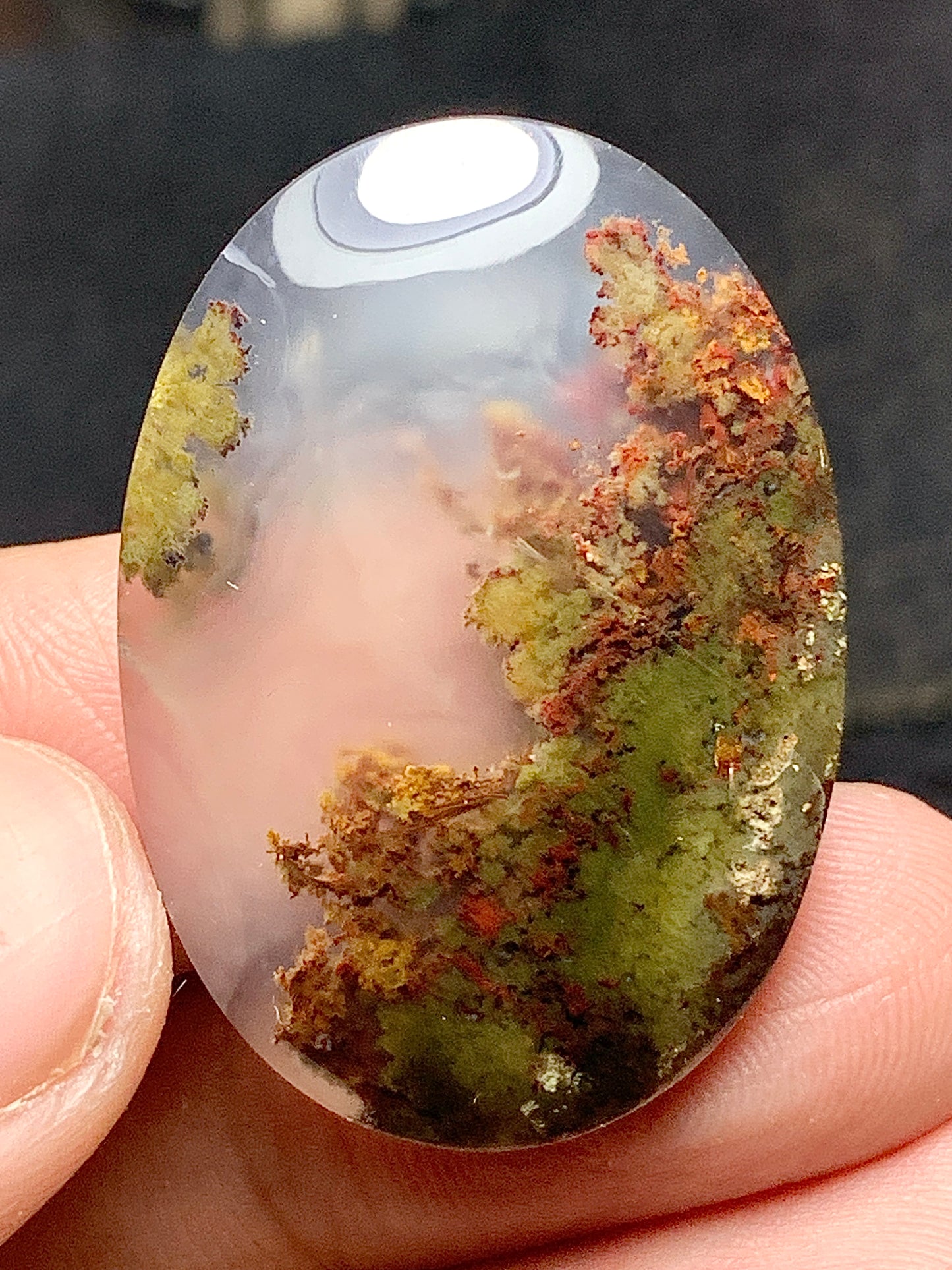 Scenic Moss Agate Oval Cabochon 33.5x23.3x7mm