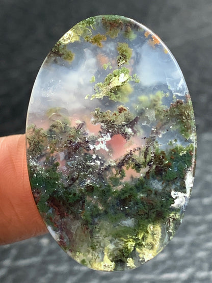 Scenic Moss Agate Oval Cabochon 33.5x23x5mm