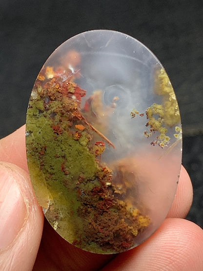 Scenic Moss Agate Oval Cabochon 33.5x23.3x7mm