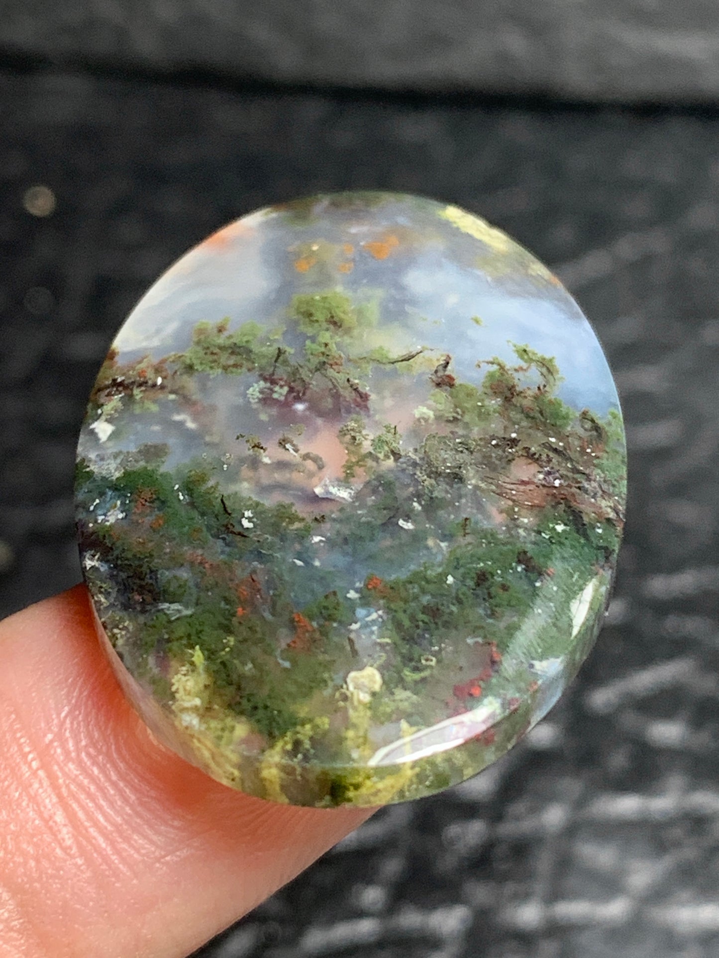 Scenic Moss Agate Oval Cabochon 33.5x23x5mm