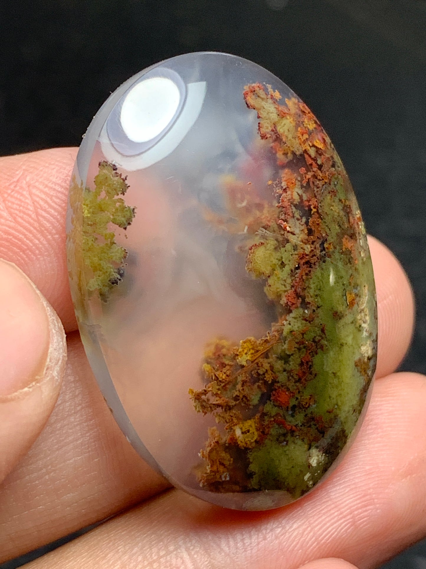 Scenic Moss Agate Oval Cabochon 33.5x23.3x7mm