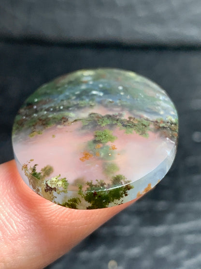 Scenic Moss Agate Oval Cabochon 33.5x23x5mm