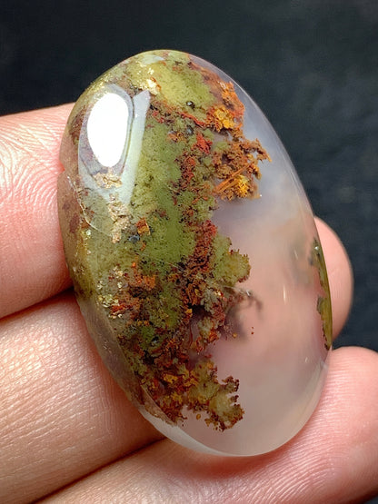 Scenic Moss Agate Oval Cabochon 33.5x23.3x7mm