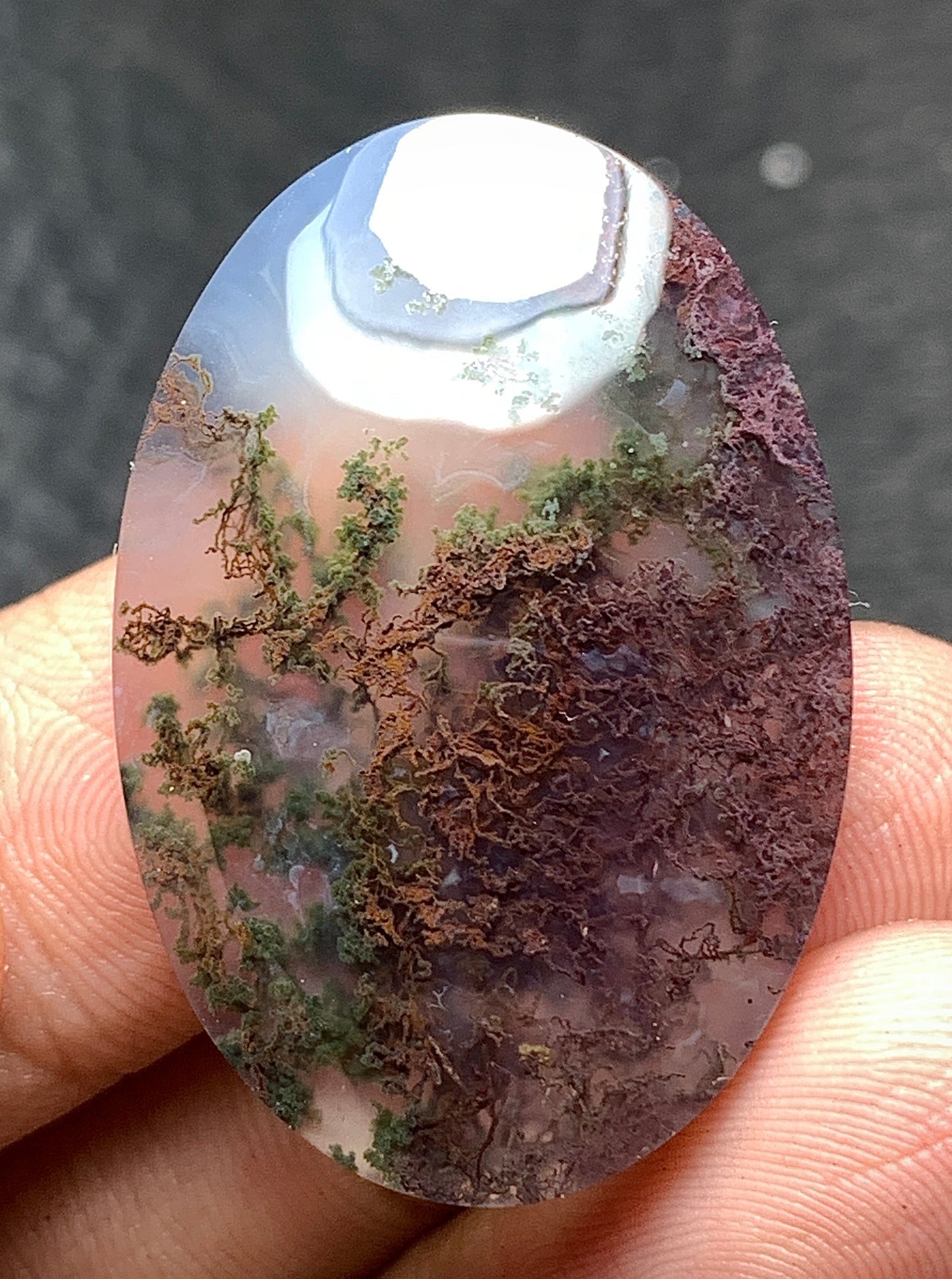 Scenic Moss Agate Oval Cabochon 33.5x23x6mm