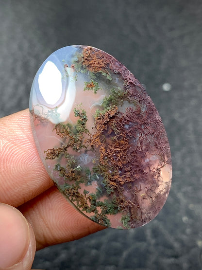 Scenic Moss Agate Oval Cabochon 33.5x23x6mm