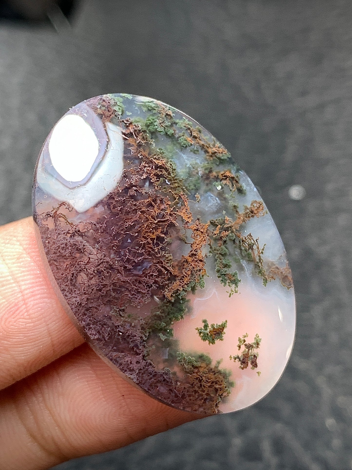 Scenic Moss Agate Oval Cabochon 33.5x23x6mm