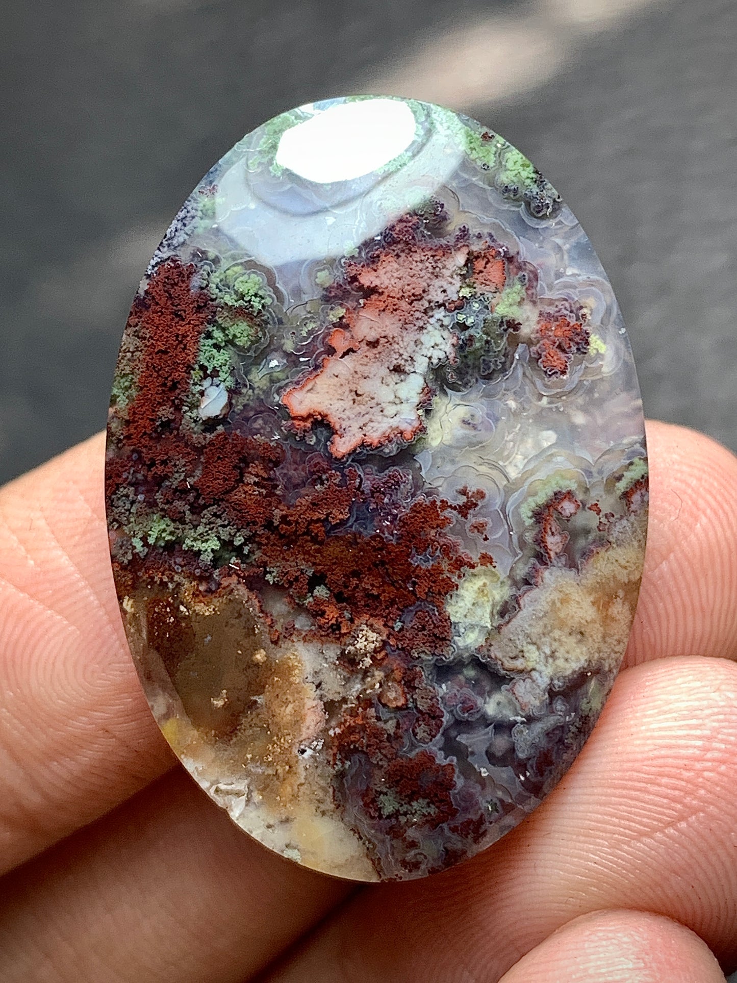 Scenic Moss Agate Oval Cabochon 33x23x6mm