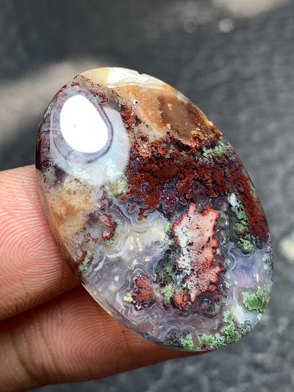 Scenic Moss Agate Oval Cabochon 33x23x6mm