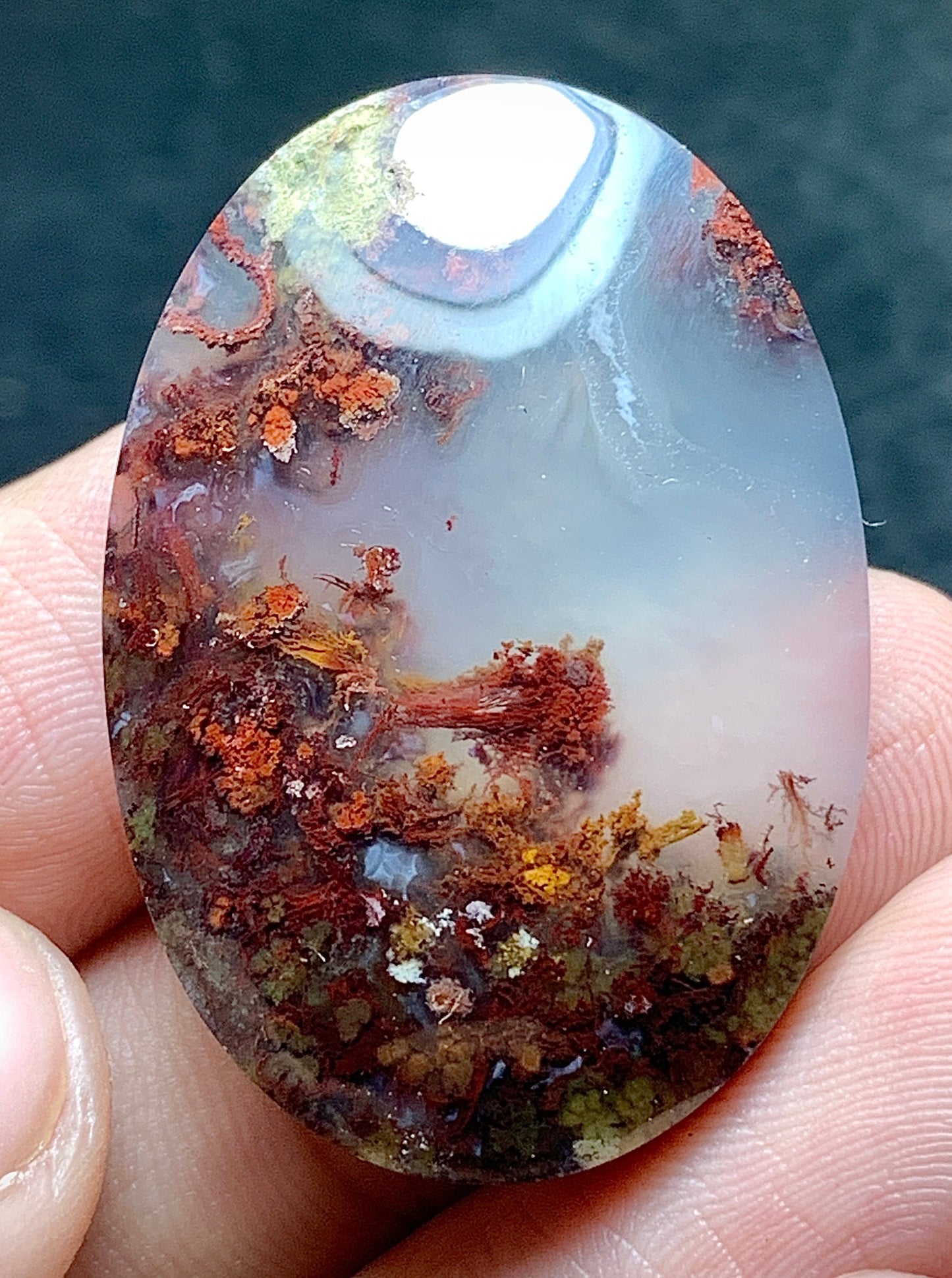 Scenic Moss Agate Oval Cabochon 34.5x24x7mm