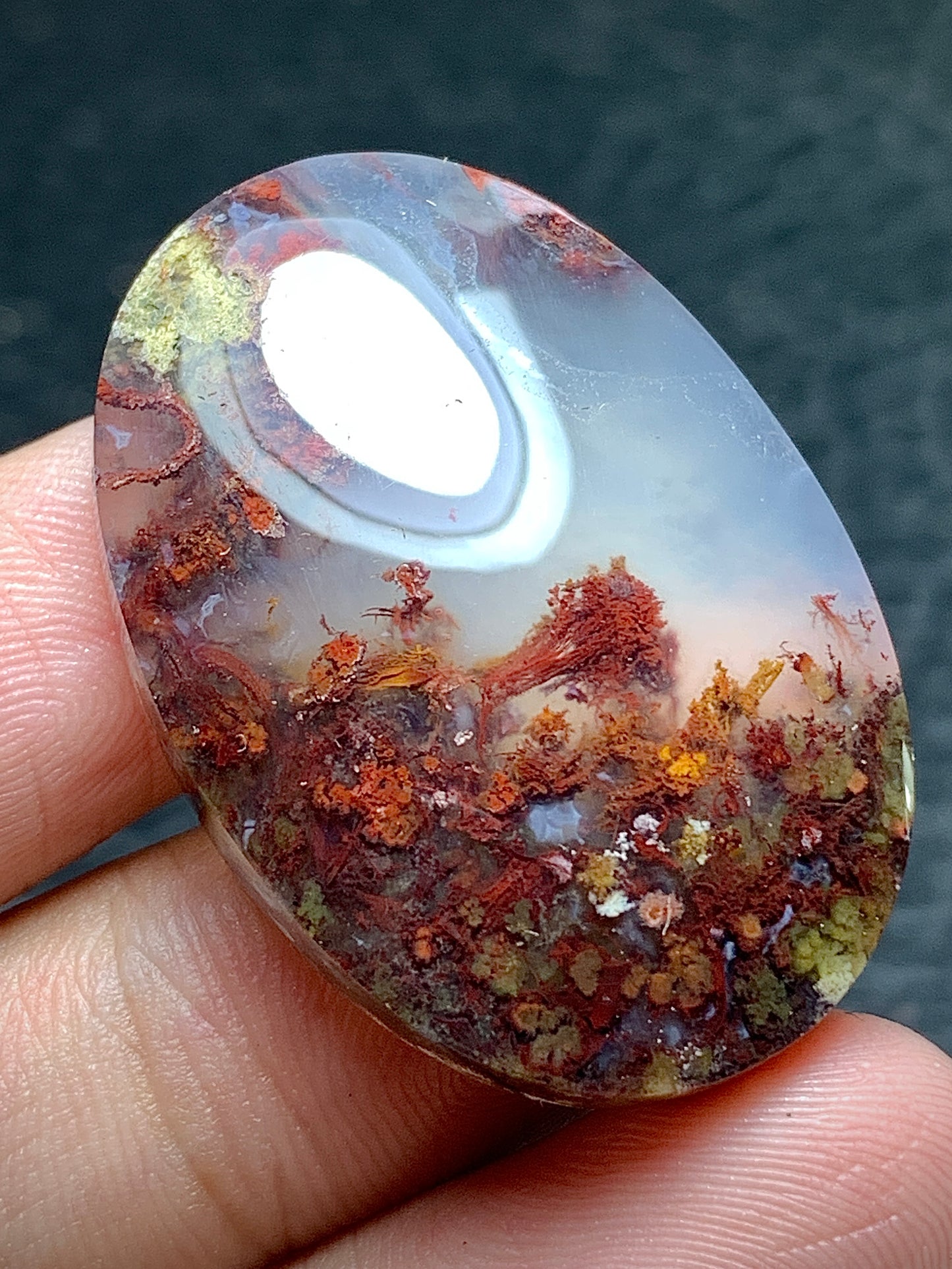 Scenic Moss Agate Oval Cabochon 34.5x24x7mm