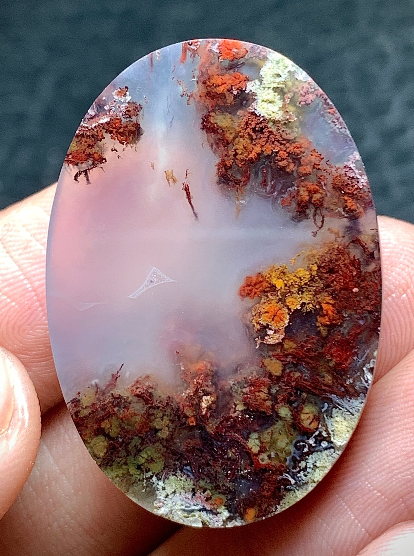 Scenic Moss Agate Oval Cabochon 34.5x24x7mm