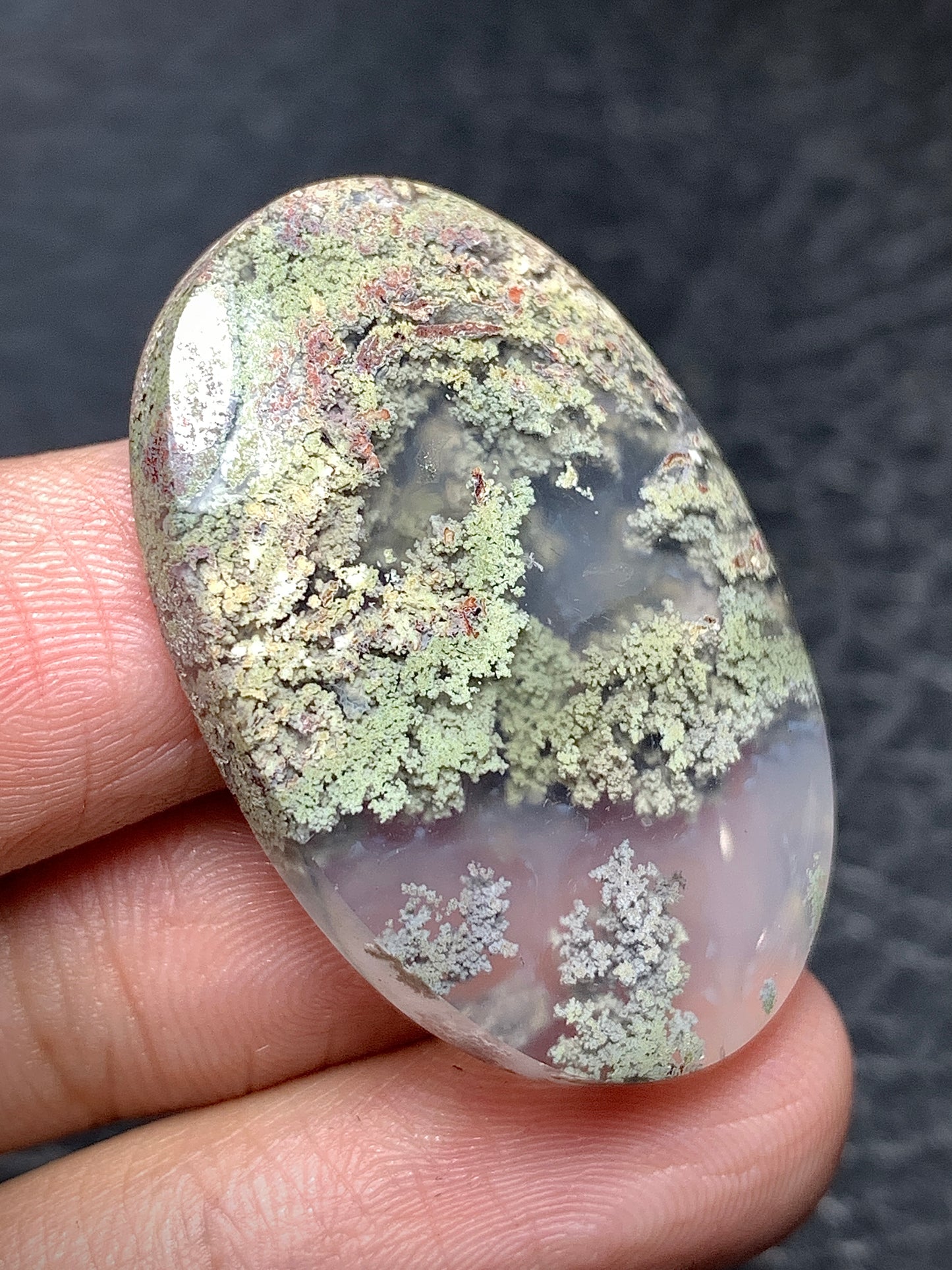 Scenic Moss Agate Oval Cabochon 35x23.5x6.5mm