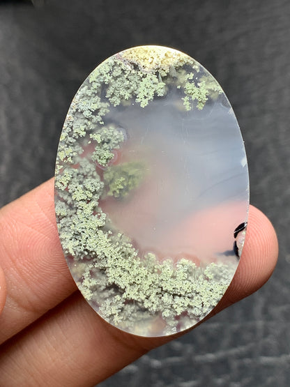 Beautiful Scenic Moss Agate Oval Cabochon 36.5x24.5x6mm