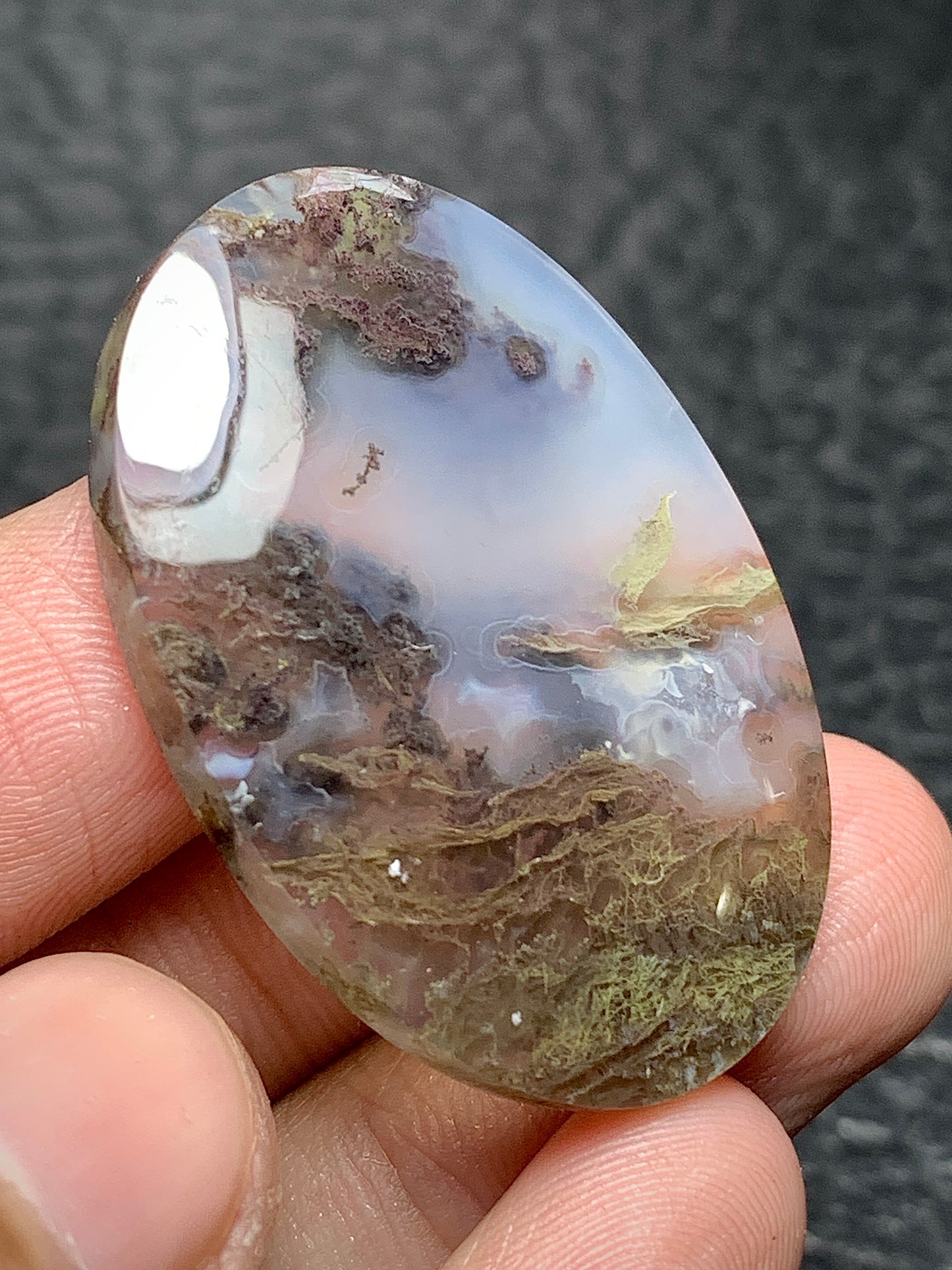 Scenic Moss Agate Oval Cabochon 36x25x6mm