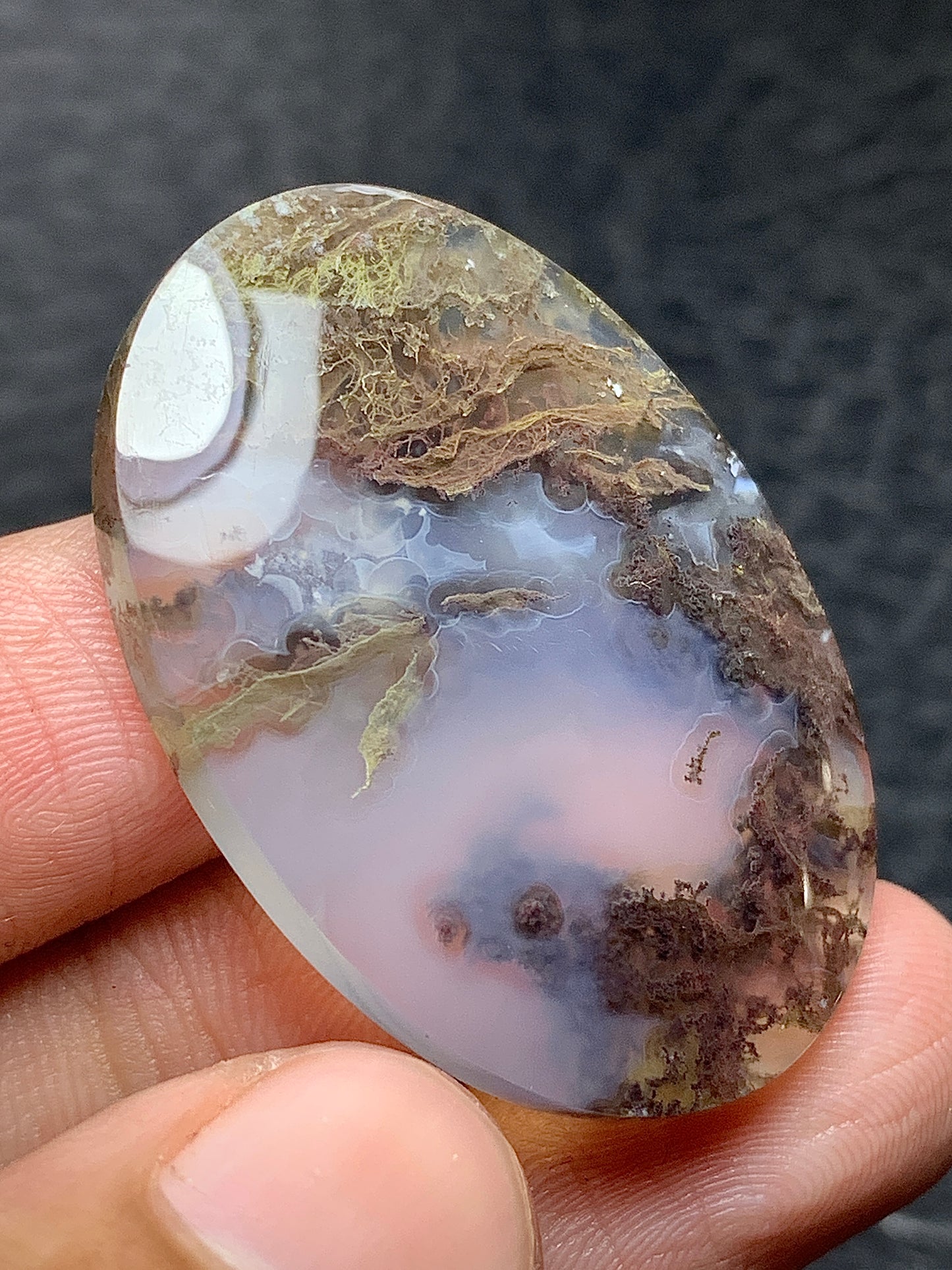 Scenic Moss Agate Oval Cabochon 36x25x6mm