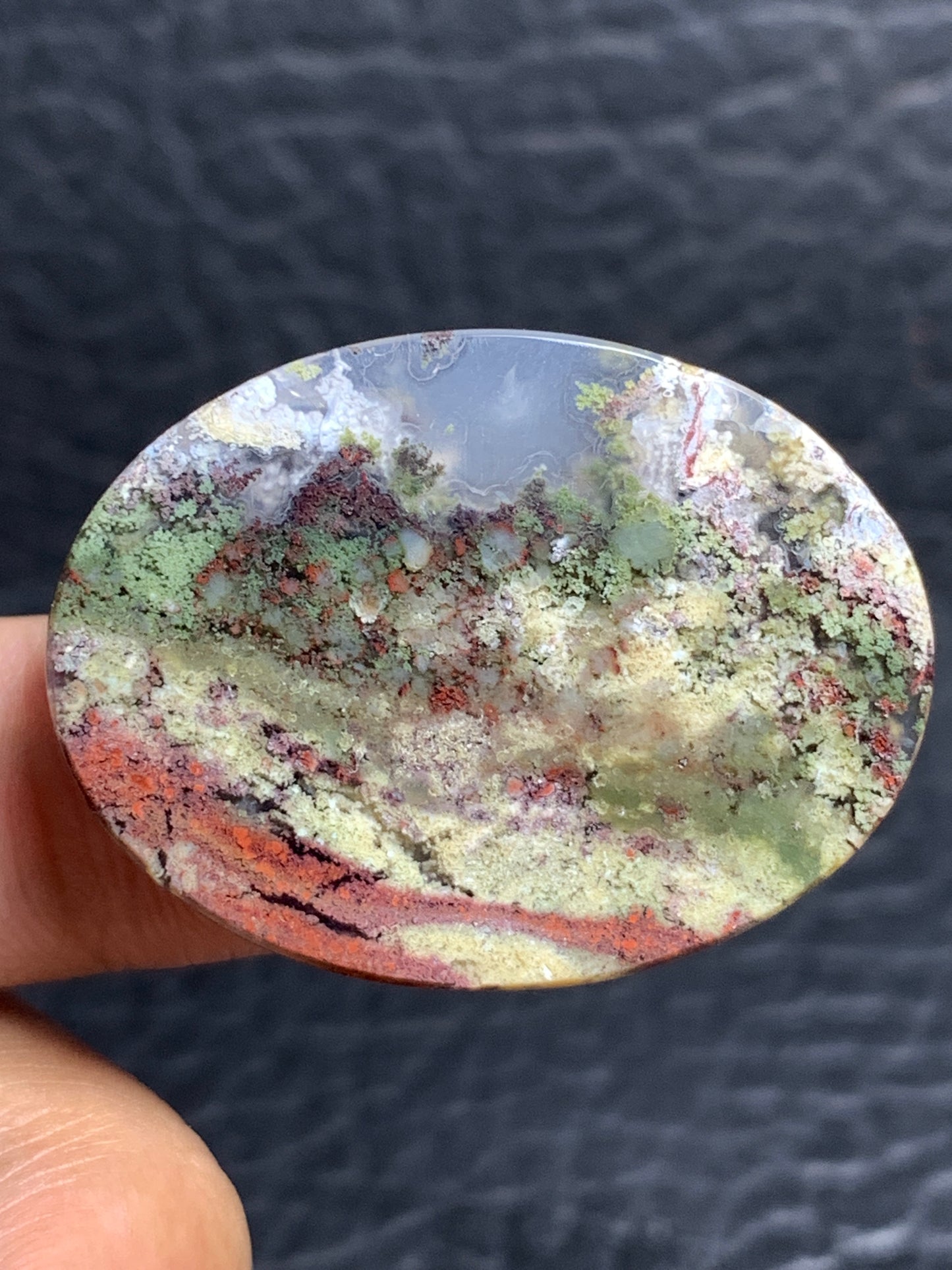 Scenic Moss Agate Oval Cabochon 36x27x6mm