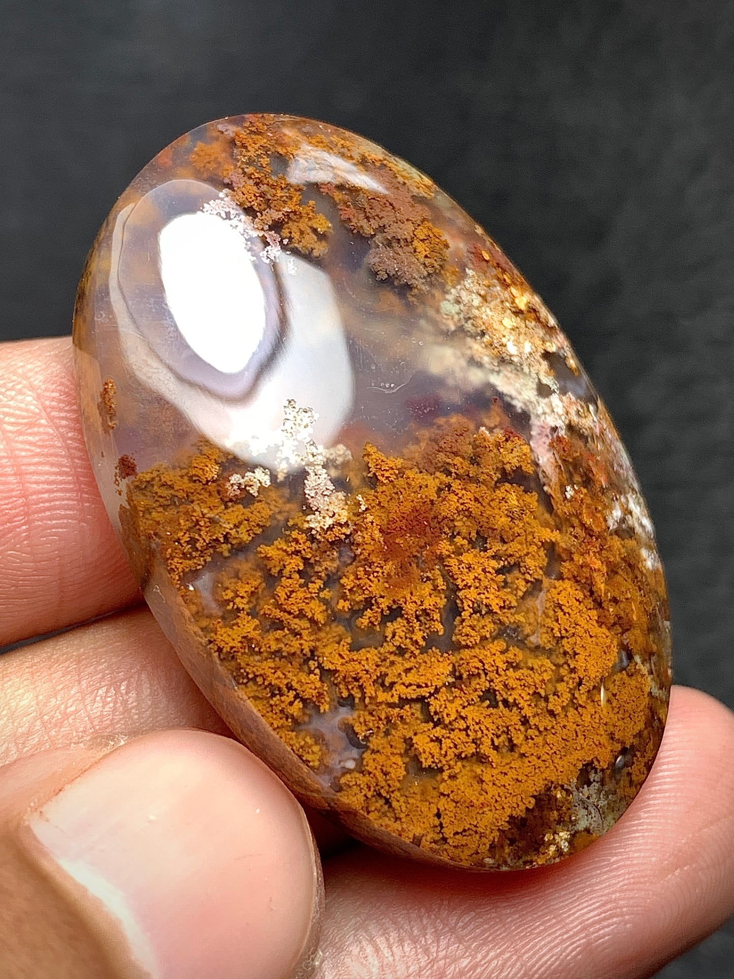 Scenic Moss Agate Oval Cabochon 37.5x25x8mm