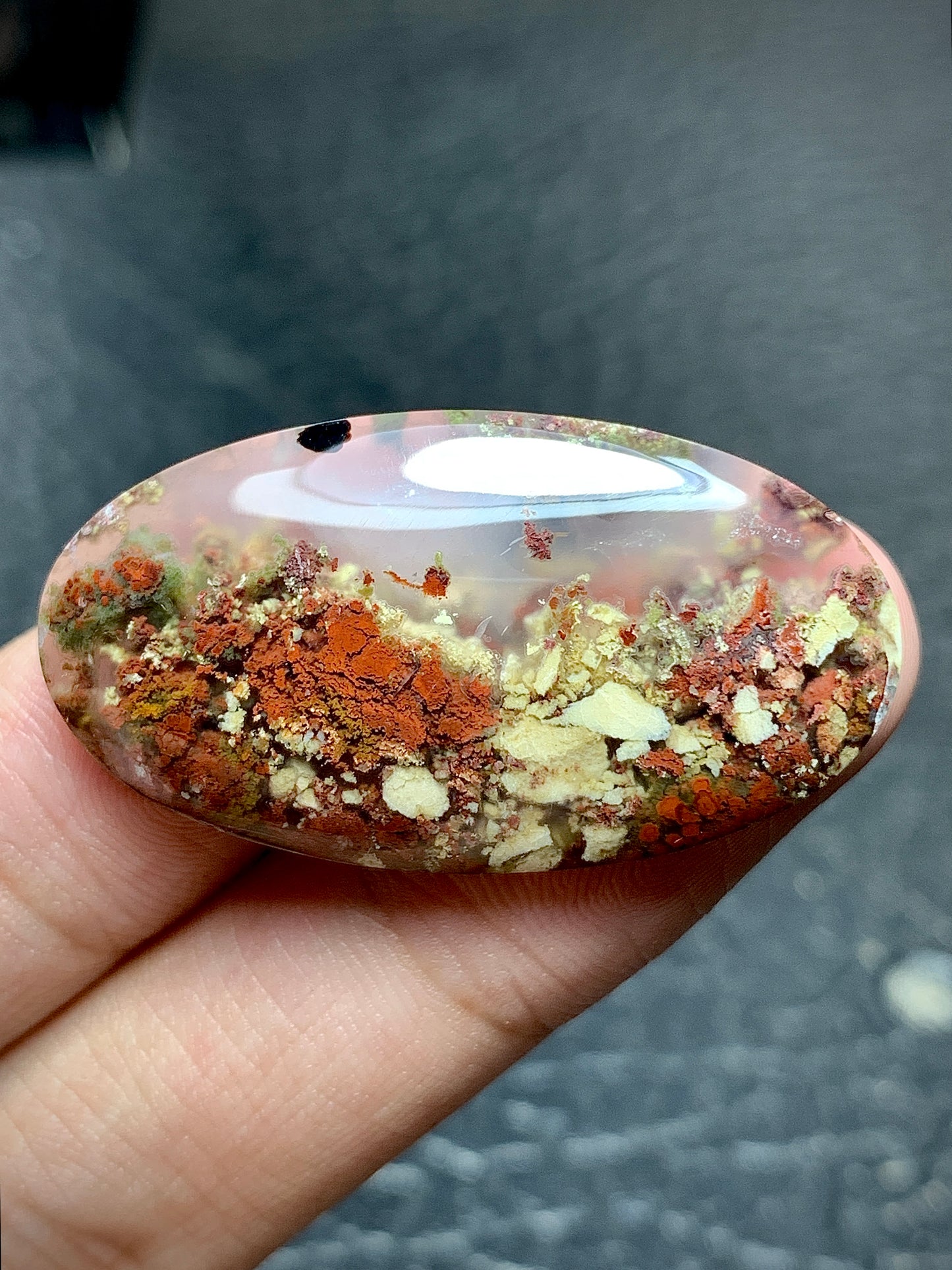 Scenic Moss Agate Oval Cabochon 37x20x5.8mm