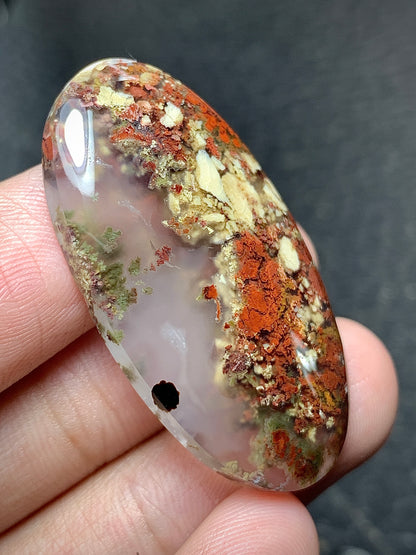 Scenic Moss Agate Oval Cabochon 37x20x5.8mm