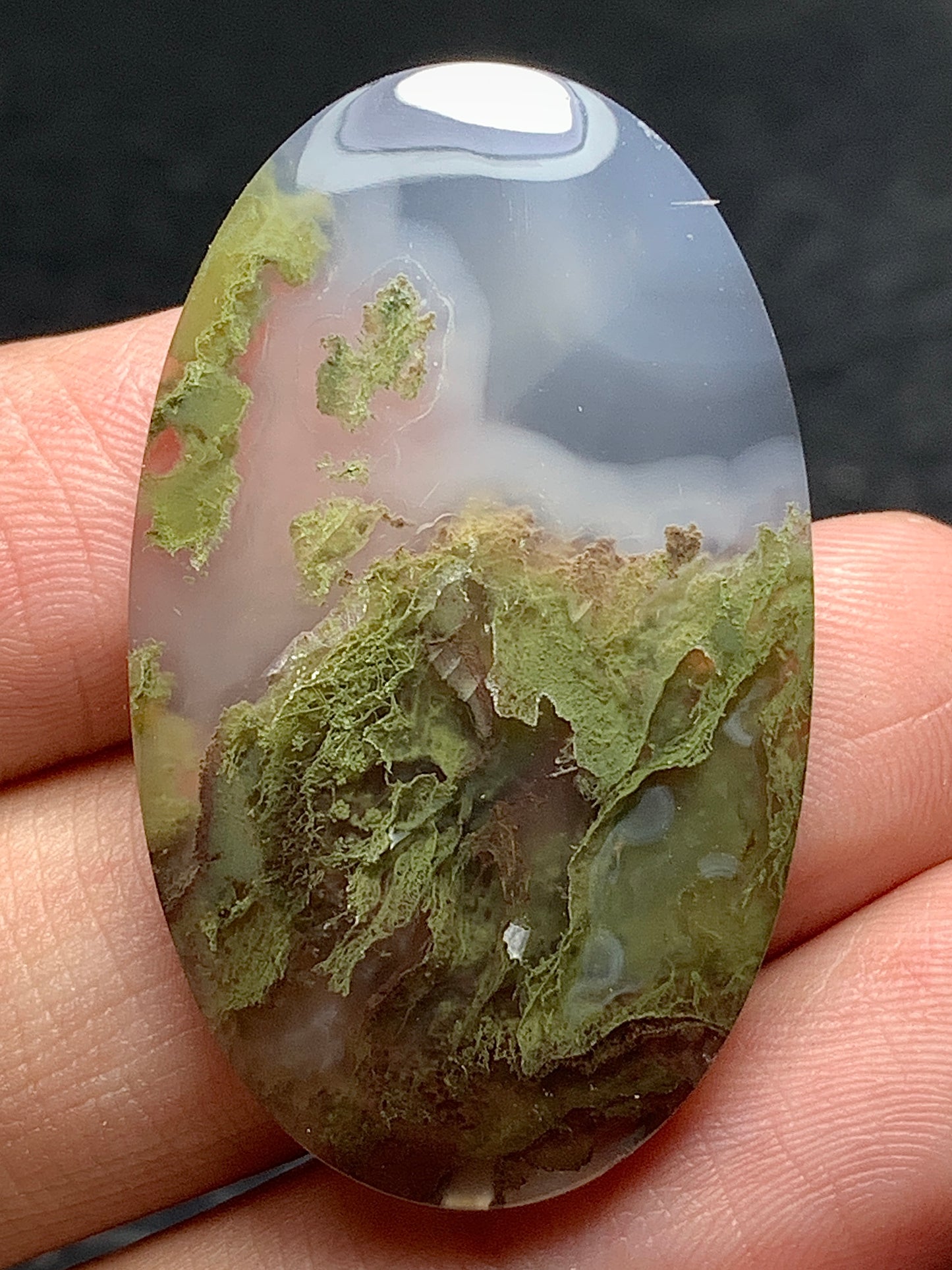 Scenic Moss Agate Oval Cabochon 37x22x6mm