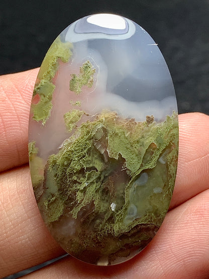 Scenic Moss Agate Oval Cabochon 37x22x6mm