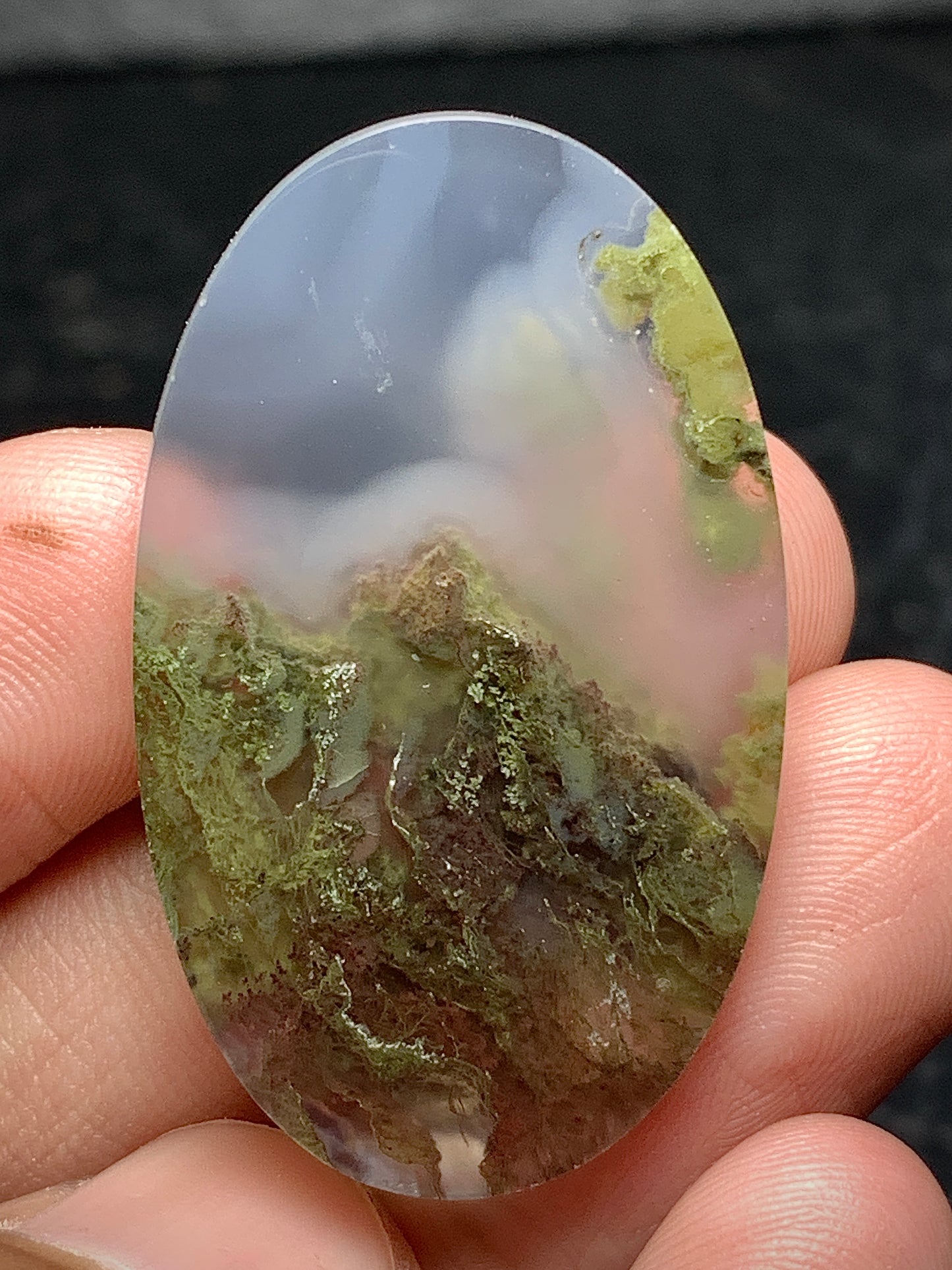 Scenic Moss Agate Oval Cabochon 37x22x6mm