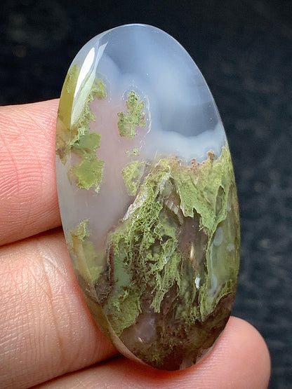 Scenic Moss Agate Oval Cabochon 37x22x6mm