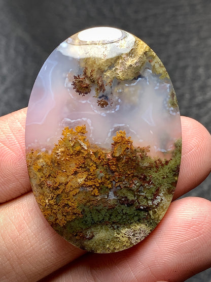 Scenic Moss Agate Oval Cabochon 38.5x27x5.3mm