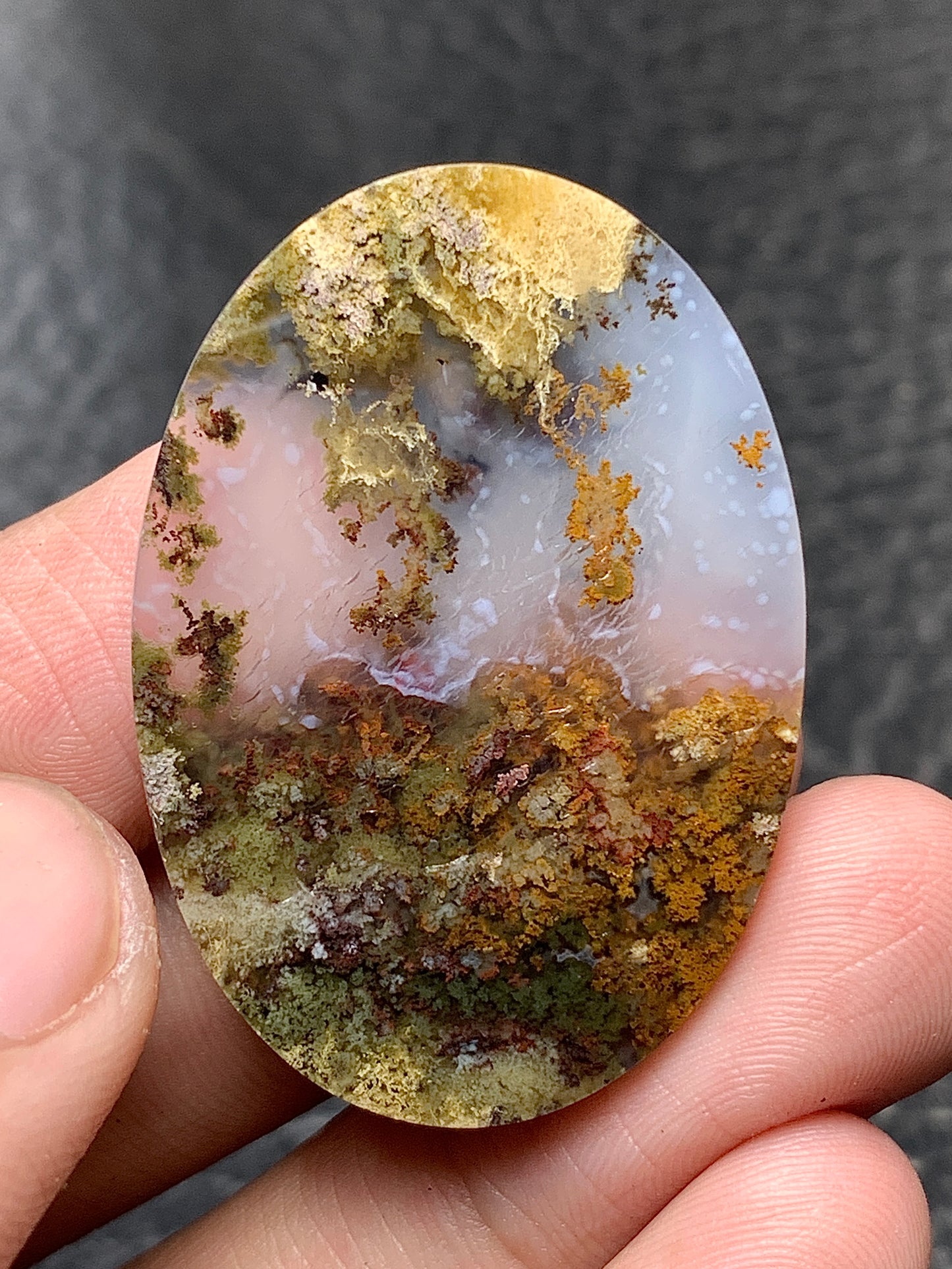 Scenic Moss Agate Oval Cabochon 38.5x27x5.3mm