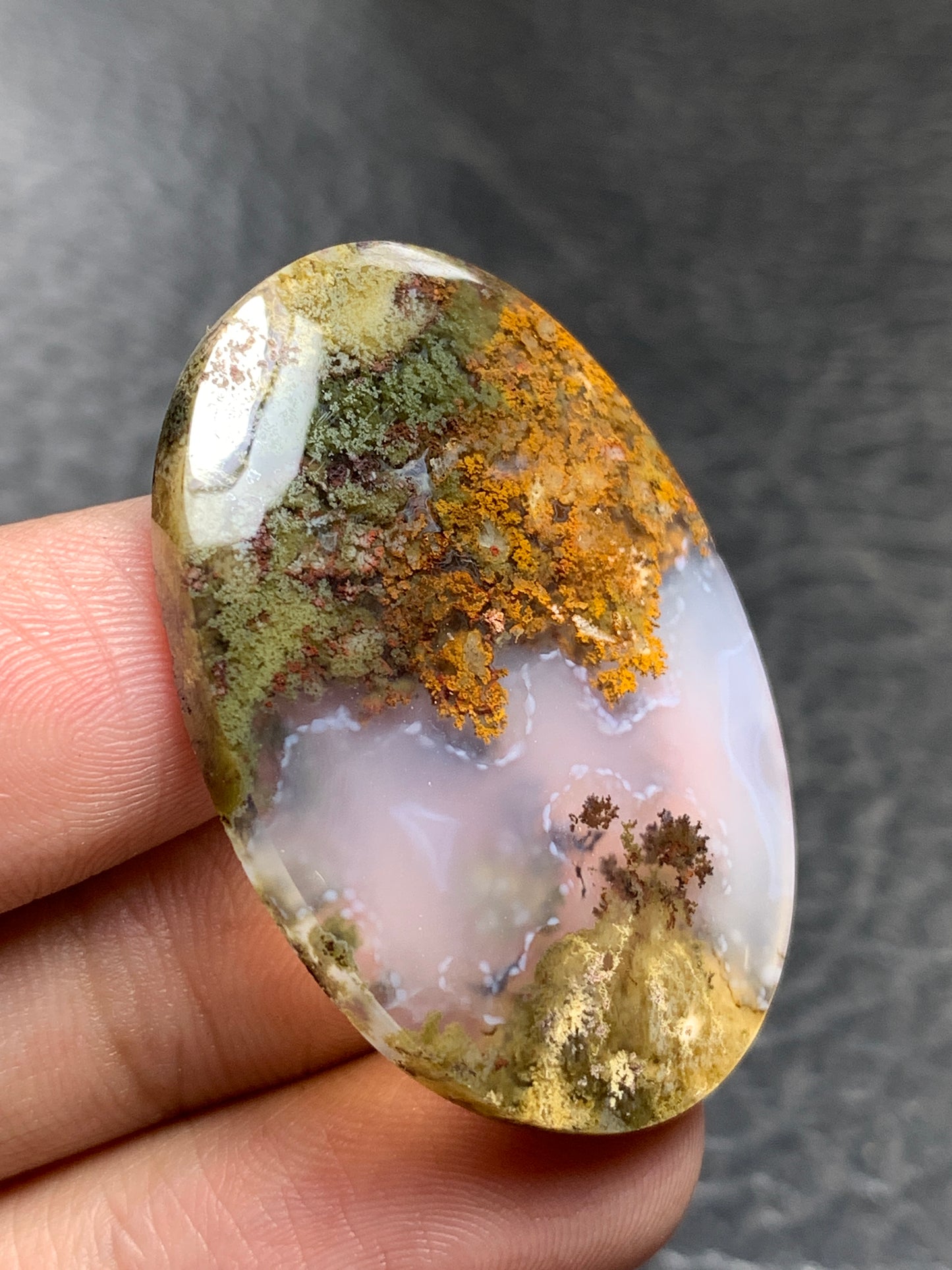 Scenic Moss Agate Oval Cabochon 38.5x27x5.3mm