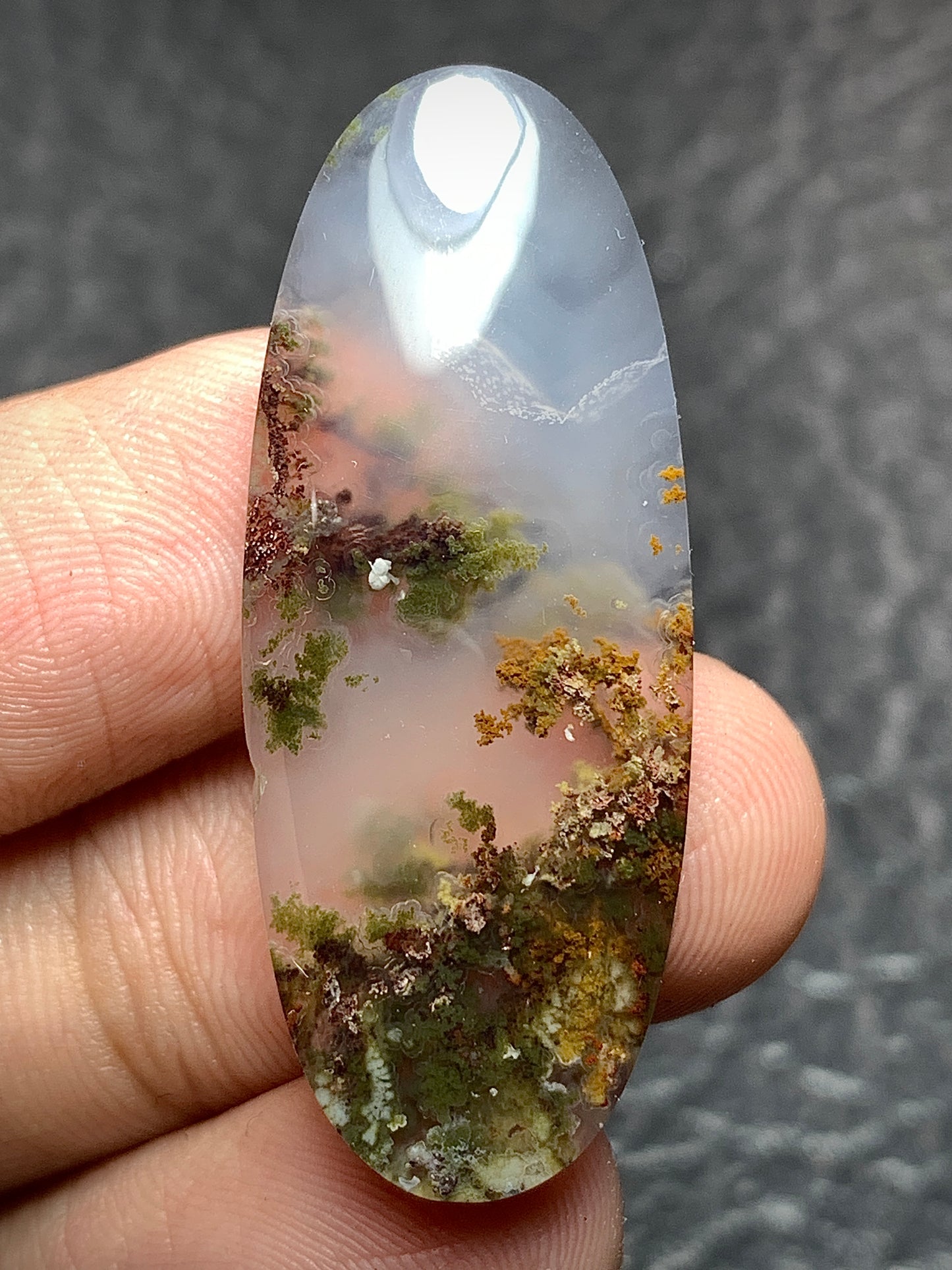 Scenic Moss Agate Oval Cabochon 38x15x5mm