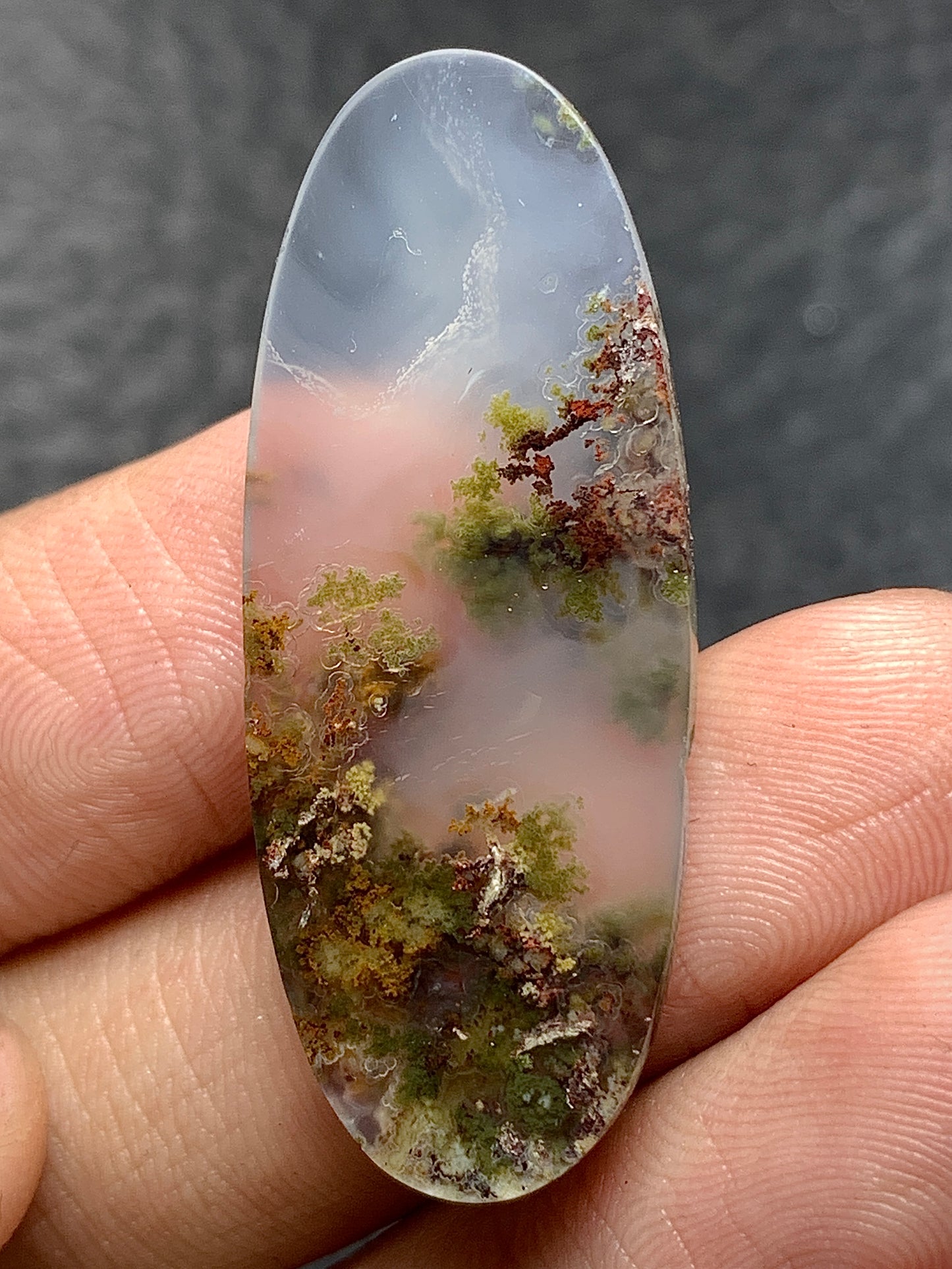 Scenic Moss Agate Oval Cabochon 38x15x5mm