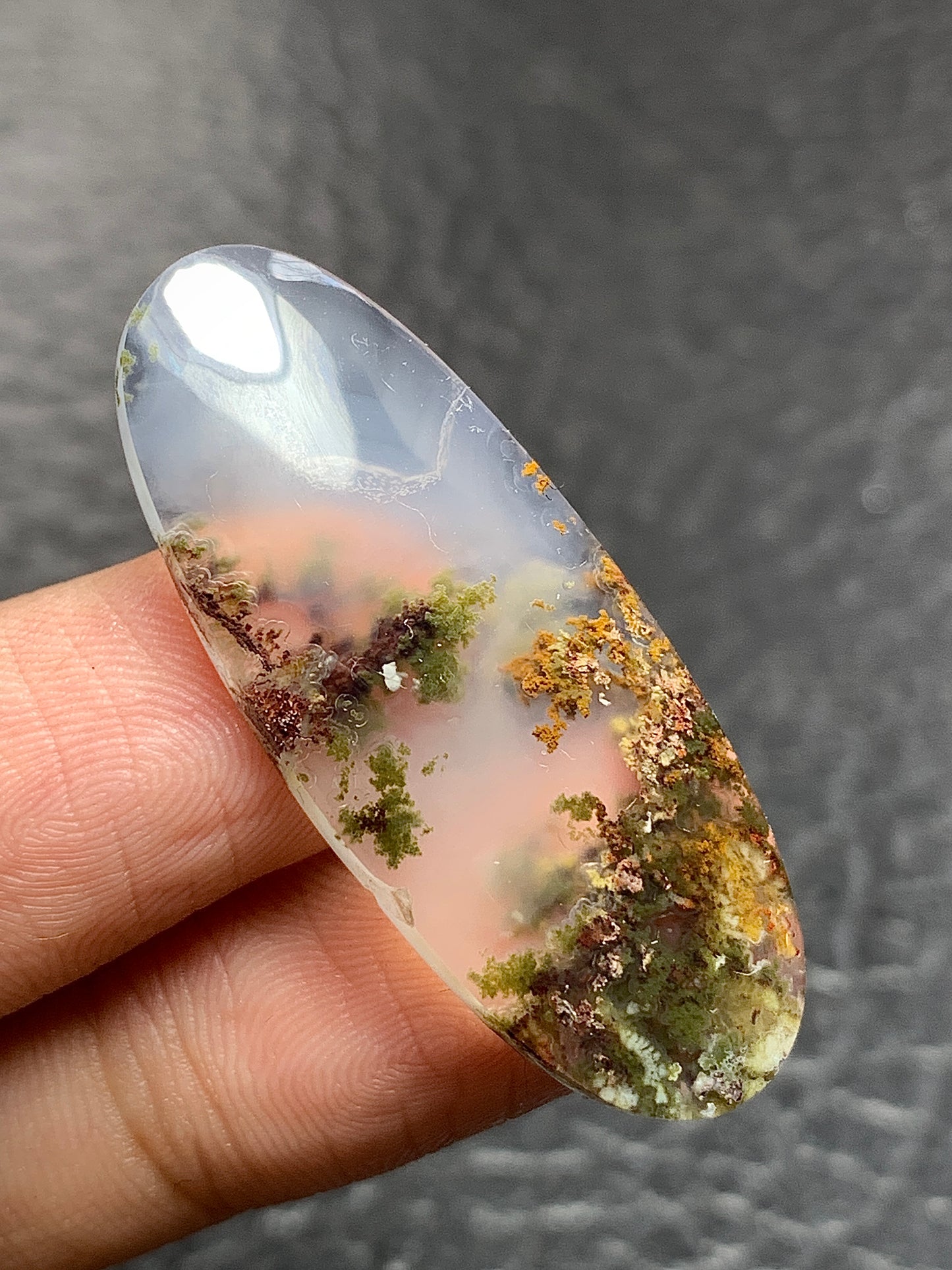 Scenic Moss Agate Oval Cabochon 38x15x5mm