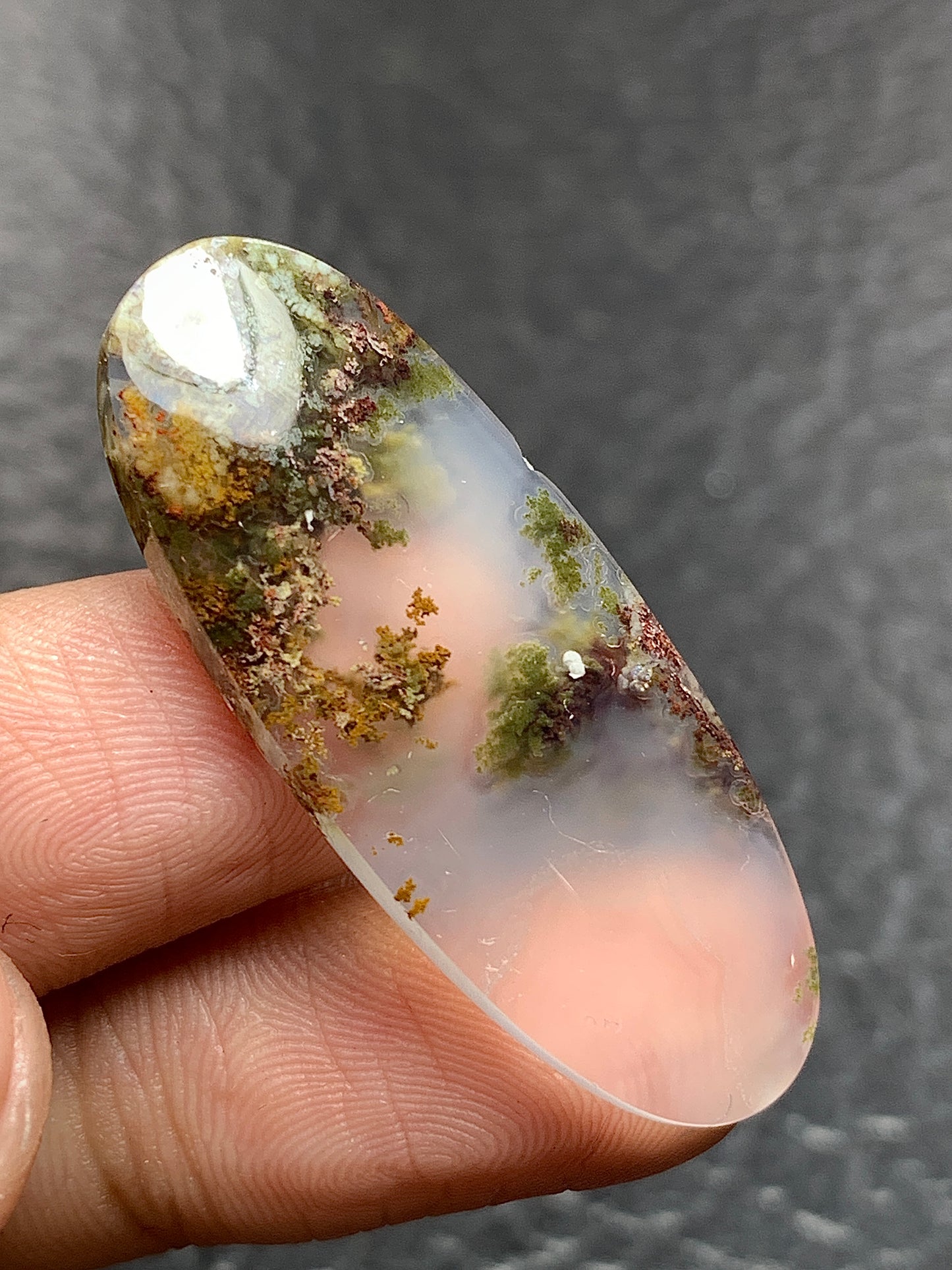 Scenic Moss Agate Oval Cabochon 38x15x5mm