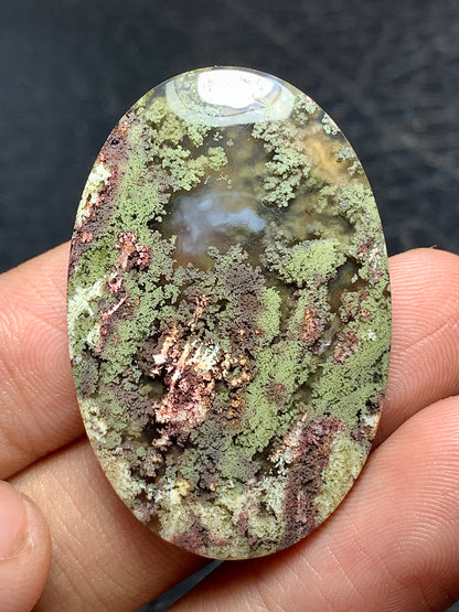 Scenic Moss Agate Oval Cabochon 39x25.5x6mm