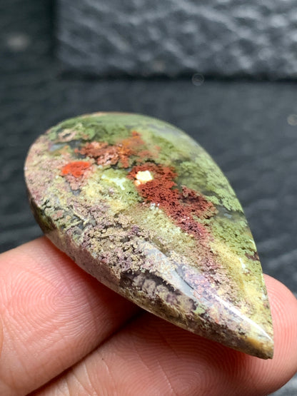 Scenic Moss Agate Teardrop Cabochon 41.8x21.5x7mm